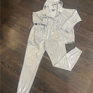 Lauren Ralph Lauren Metallic Silver Jogger Set